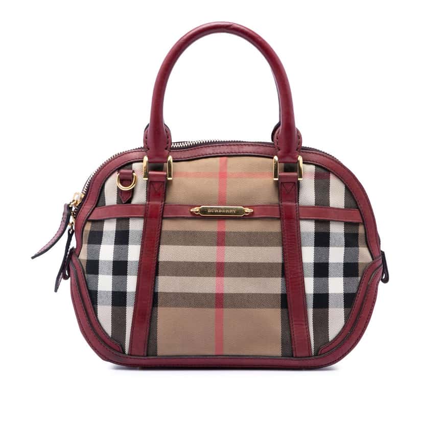 Burberry Small Leather Trimmed House Check Canvas Bridle Orchard Satchel Brown Very good condition - Front View