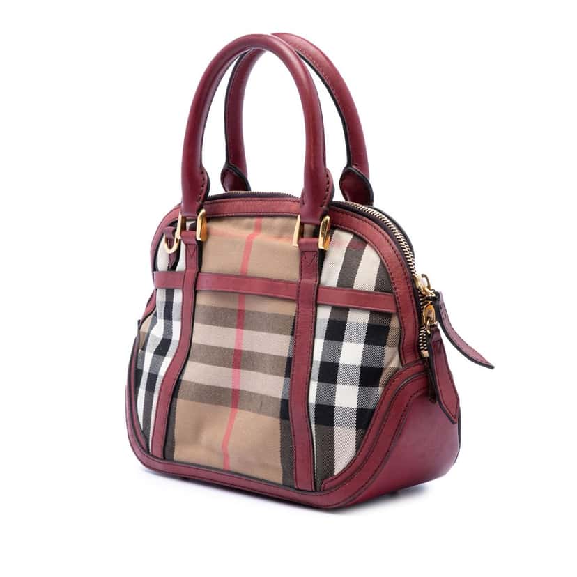 Burberry Small Leather Trimmed House Check Canvas Bridle Orchard Satchel Brown Very good condition - Back View