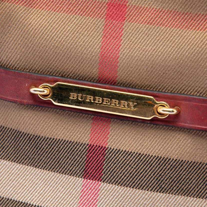 Burberry Small Leather Trimmed House Check Canvas Bridle Orchard Satchel Brown Very good condition - Box View