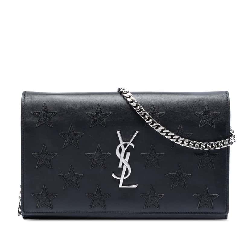 Saint Laurent Calfskin Monogram Star Kate Wallet On Chain Black Leather Very good condition - Front View