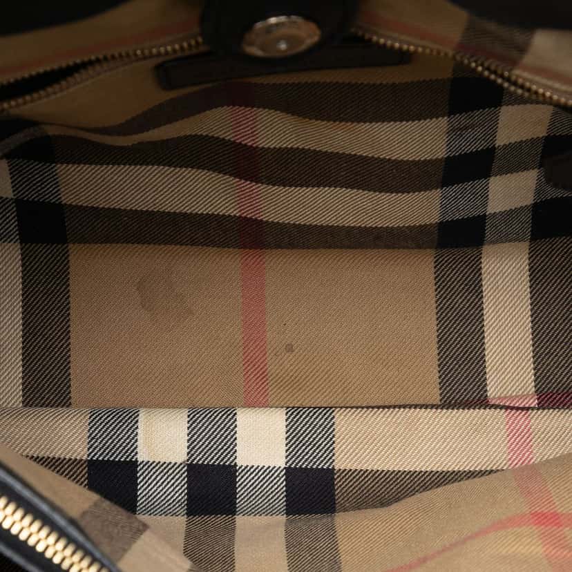 Burberry Medium Leather and House Check Banner Satchel Black Leather Very good condition - Model View