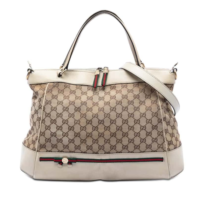 Gucci GG Canvas Web Mayfair Satchel Beige Good condition - Front View