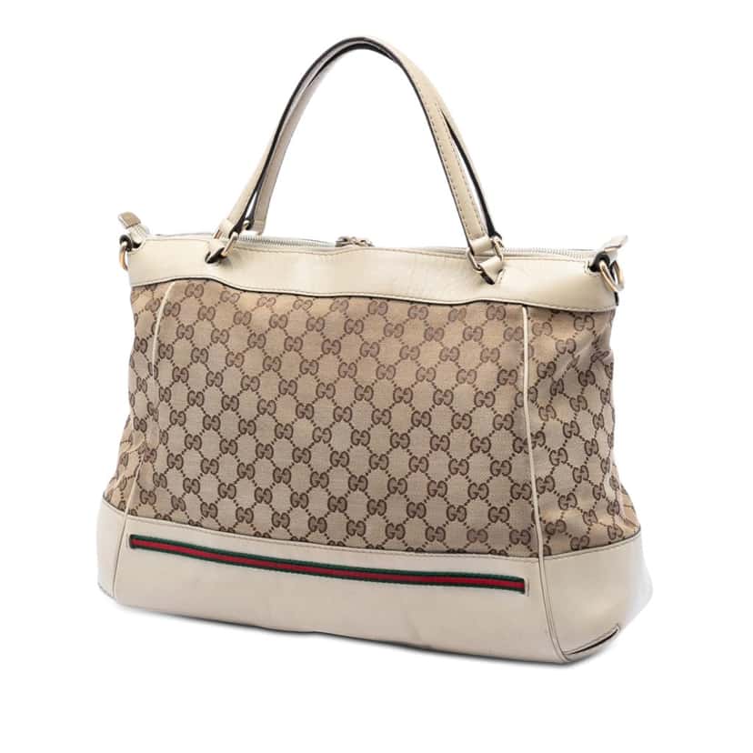 Gucci GG Canvas Web Mayfair Satchel Beige Good condition - Back View