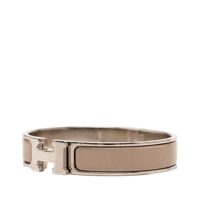 Hermès Narrow Enamel Clic Clac H Bracelet PM Beige Very good condition - Back View