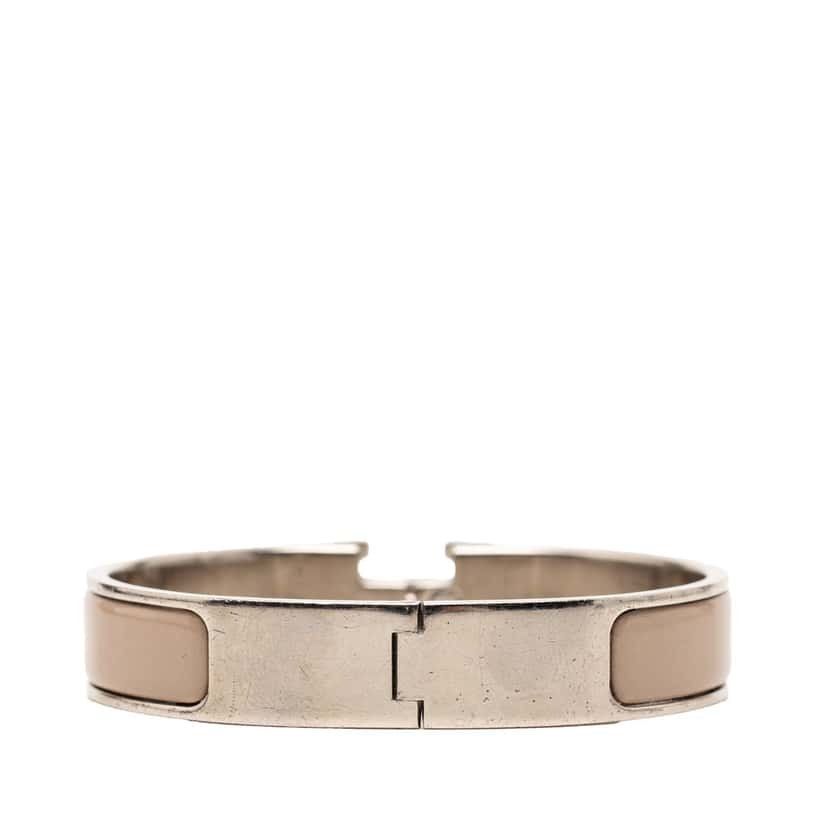 Hermès Narrow Enamel Clic Clac H Bracelet PM Beige Very good condition - Inside View