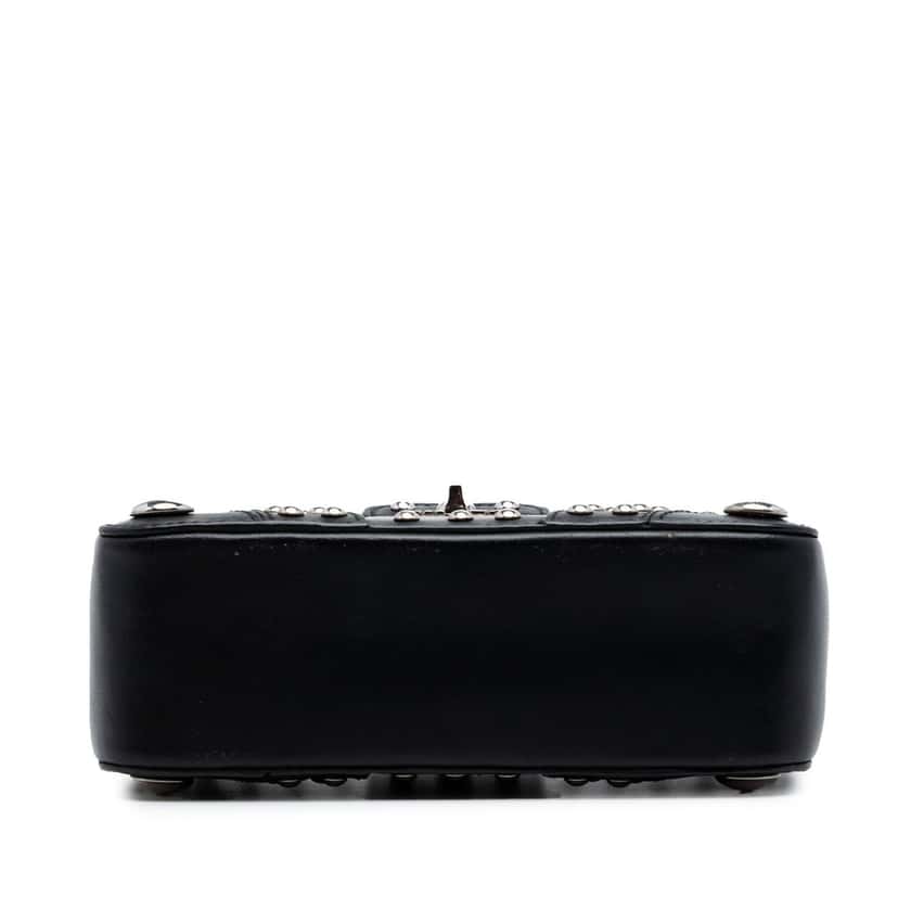 Prada City Calfskin Studded Elektra Turn Lock Clutch Black Leather Very good condition - Inside View