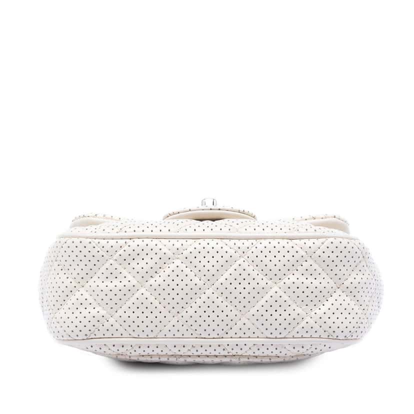 Chanel Mini Perforated Lambskin Punch Flap White Leather Very good condition - Inside View