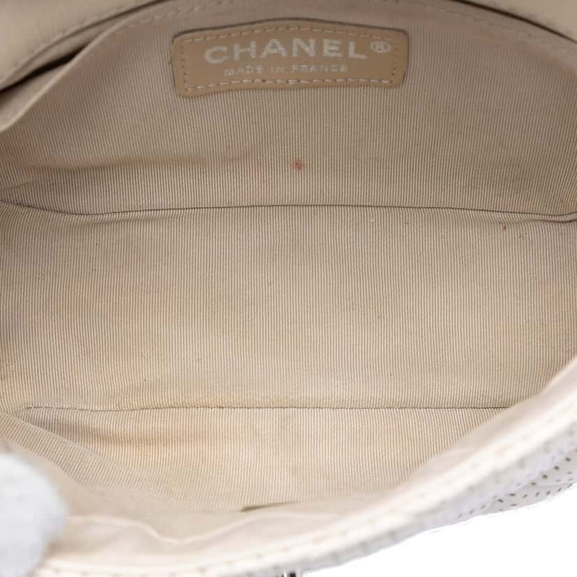 Chanel Mini Perforated Lambskin Punch Flap White Leather Very good condition - Model View