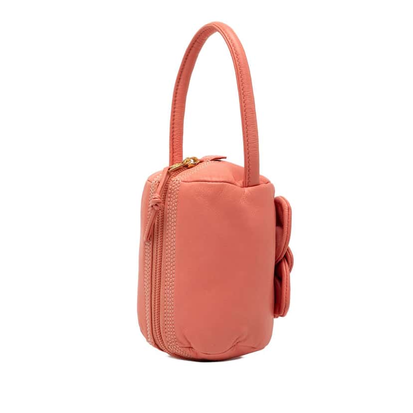 LOEWE Leather Anagram Flower Handbag Orange Leather Very good condition - Back View