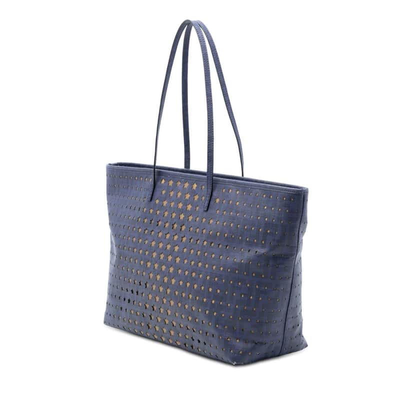 Fendi Medium Coated Canvas Laser Cut Star Roll Tote Blue Very good condition - Back View