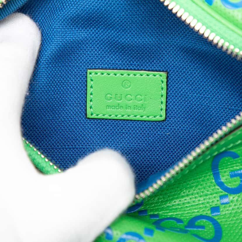 Gucci Bicolor GG Embossed Perforated Calfskin Belt Bag Green Leather Very good condition - Box View