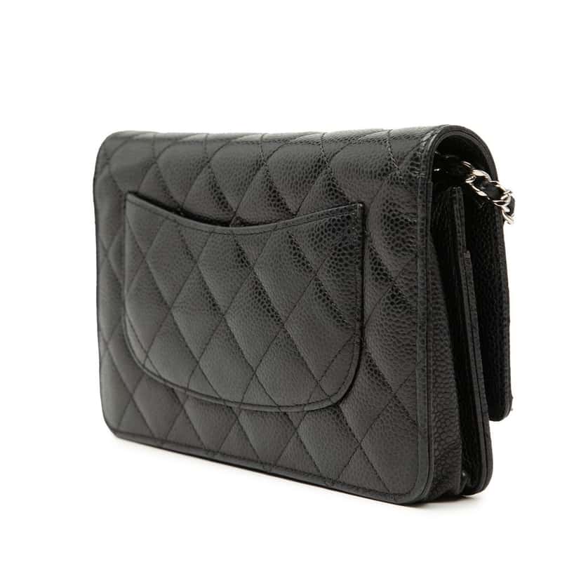 Chanel CC Quilted Caviar Wallet on Chain Black Leather Very good condition - Back View