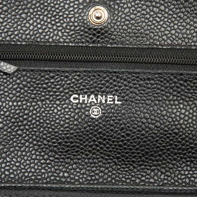 Chanel CC Quilted Caviar Wallet on Chain Black Leather Very good condition - Box View