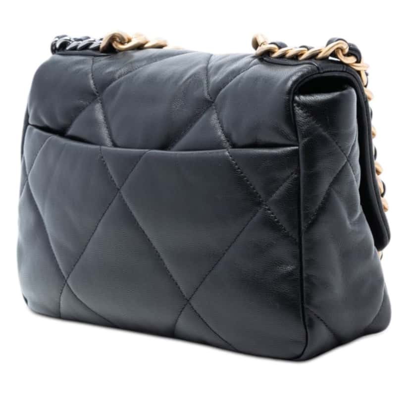 Chanel Medium Lambskin 19 Flap Black Leather Never worn, with tag - Back View