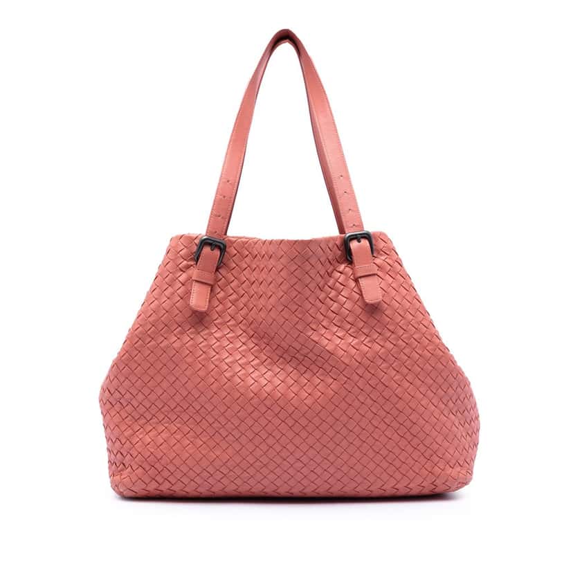 Bottega Veneta Large Nappa Intrecciato Cesta Tote Pink Leather Very good condition - Front View