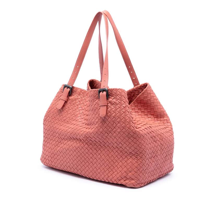 Bottega Veneta Large Nappa Intrecciato Cesta Tote Pink Leather Very good condition - Back View