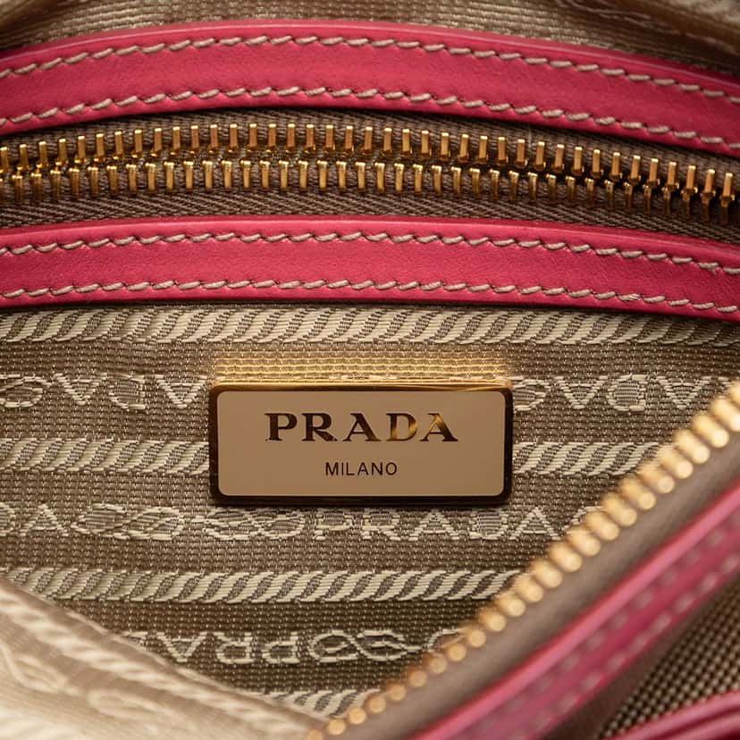 Prada Canvas Canapa Logo Bow Crossbody Beige Very good condition - Box View