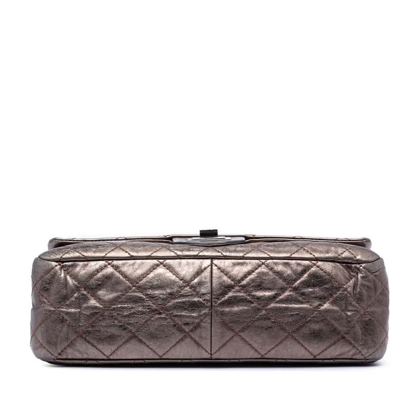 Chanel Metallic Aged Calfskin Reissue 2.55 Double Flap 227 Brown Leather Very good condition - Inside View