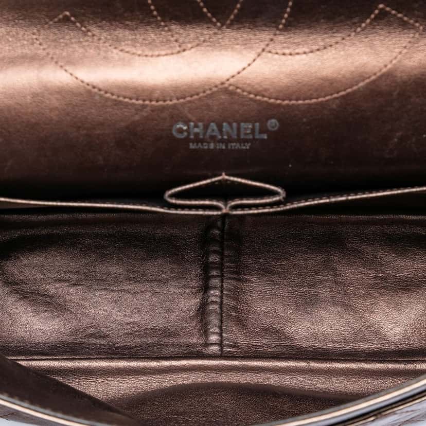 Chanel Metallic Aged Calfskin Reissue 2.55 Double Flap 227 Brown Leather Very good condition - Model View
