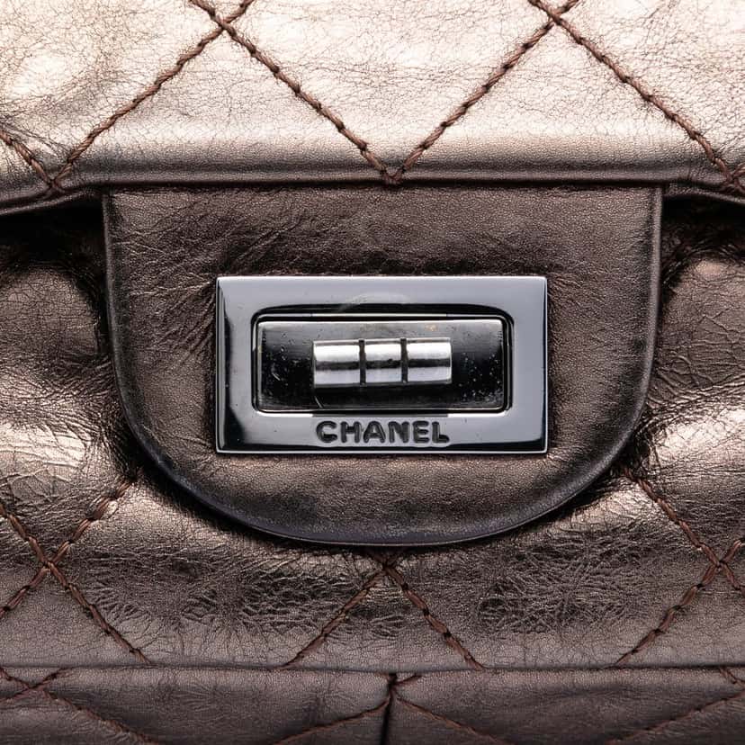 Chanel Metallic Aged Calfskin Reissue 2.55 Double Flap 227 Brown Leather Very good condition - Box View