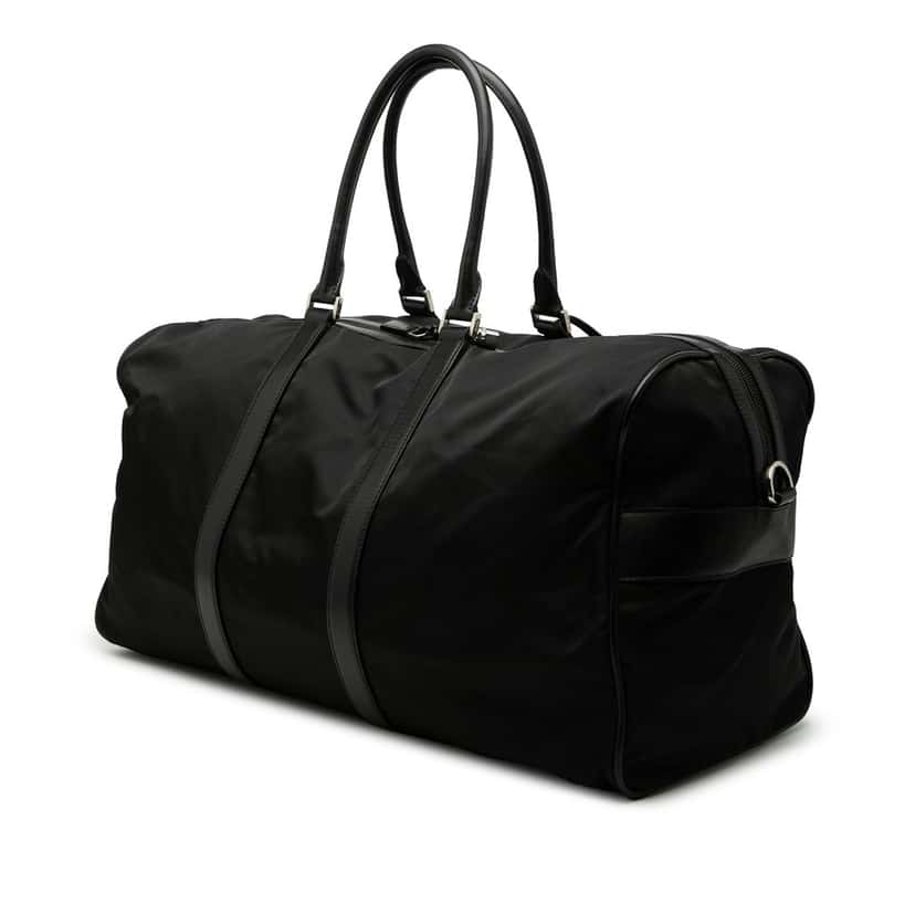 Prada Saffiano Trimmed Tessuto Duffle Bag Black Very good condition - Back View