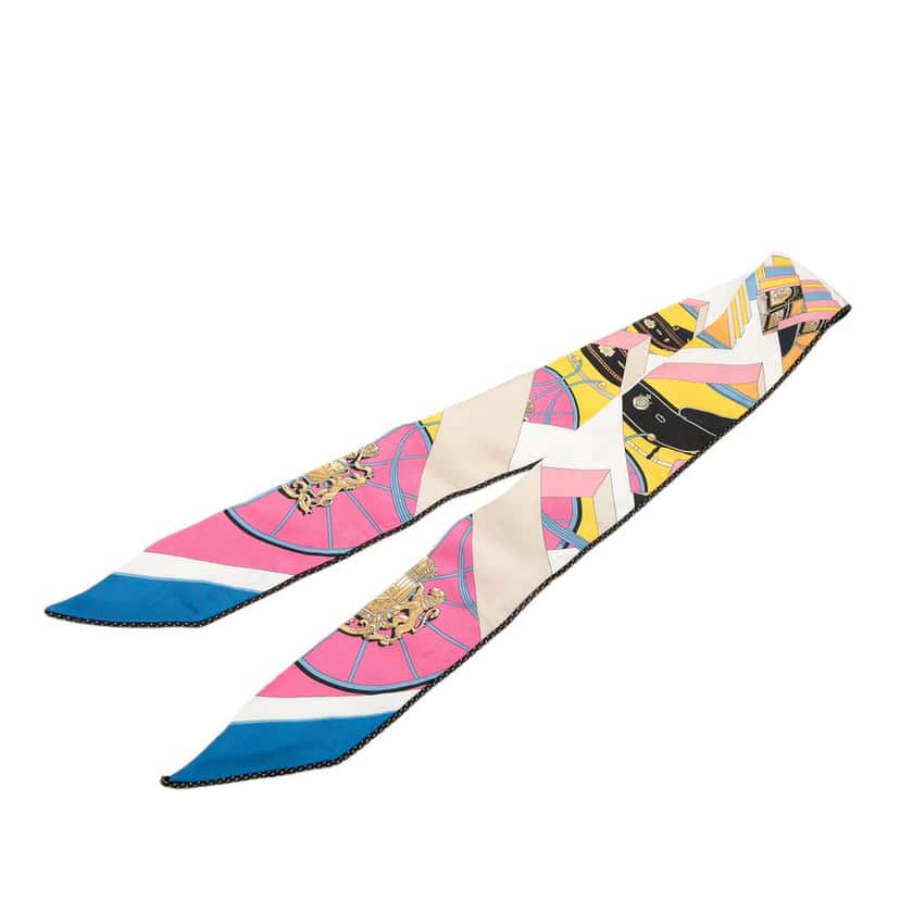 Hermès Springs Springs Baguette Silk Twilly Scarf Pink Very good condition - Back View