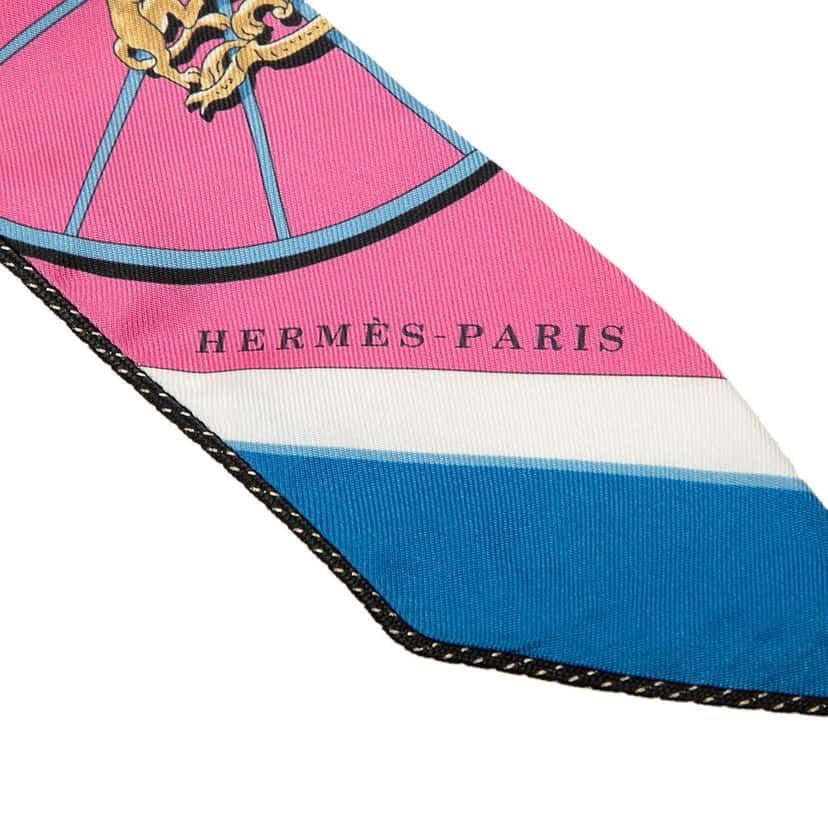 Hermès Springs Springs Baguette Silk Twilly Scarf Pink Very good condition - Inside View
