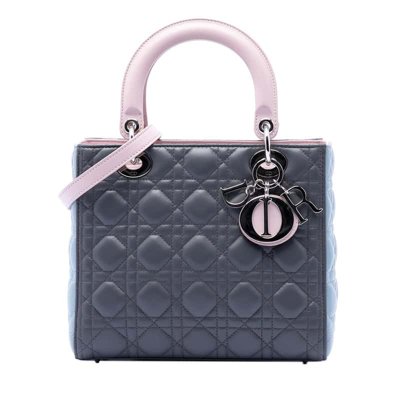 Dior Medium Tricolor Lambskin Cannage Lady Dior Other Leather Very good condition - Front View