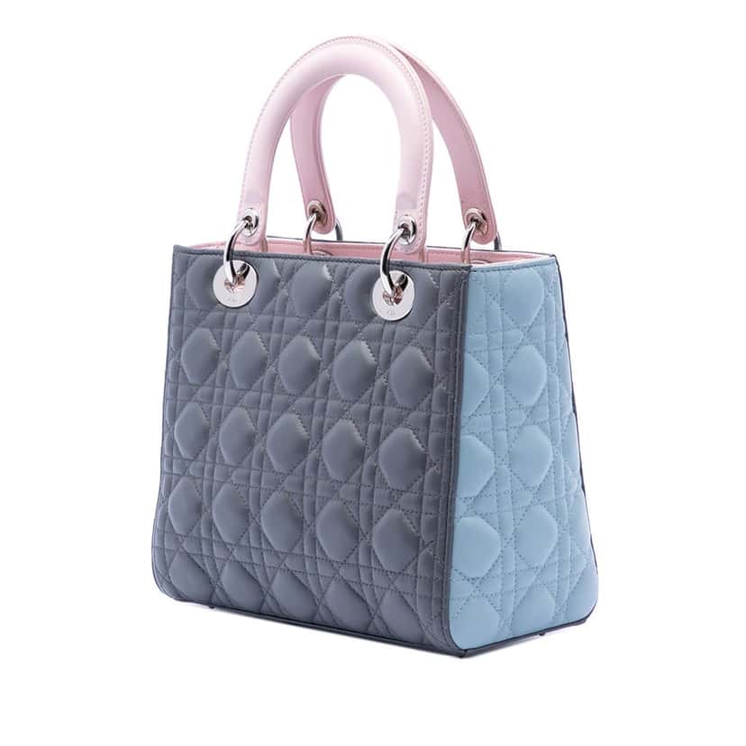 Dior Medium Tricolor Lambskin Cannage Lady Dior Other Leather Very good condition - Back View