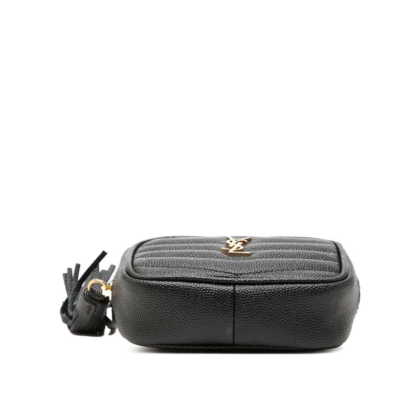 Saint Laurent Baby Matelasse Grain De Poudre Monogram Lou Camera Bag Black Leather Very good condition - Inside View