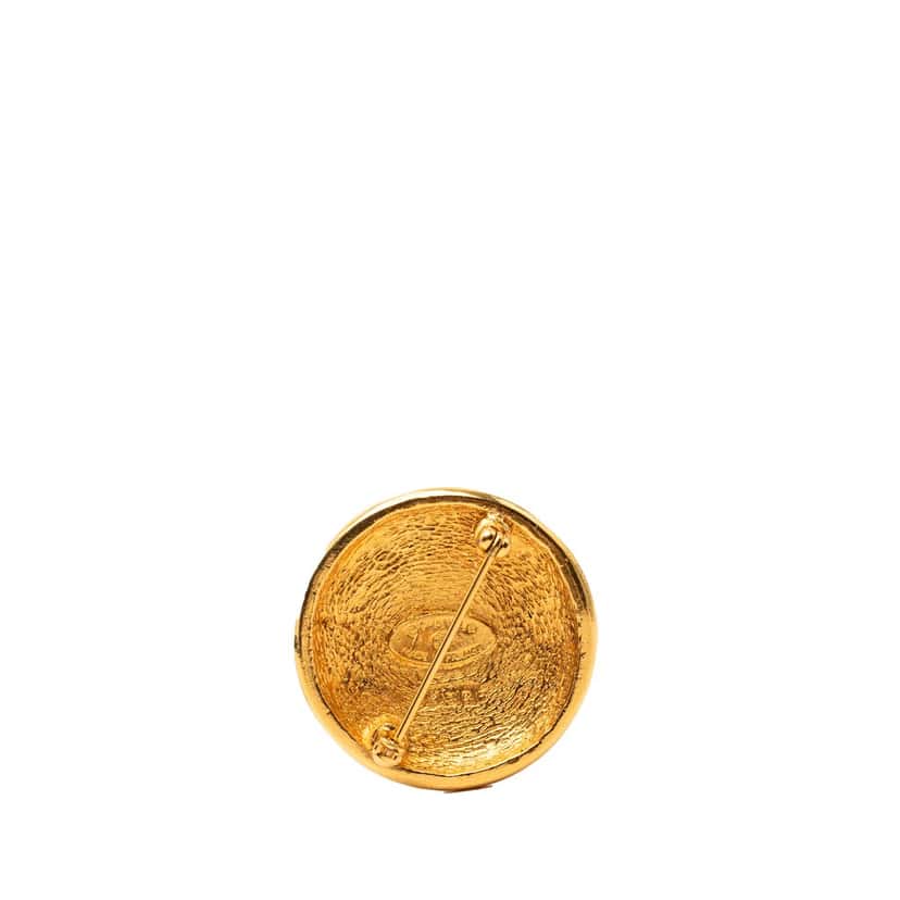 Chanel CC Gold Plated Round Brooch Gold Metal Very good condition - Back View