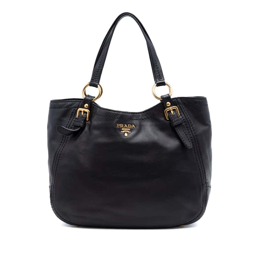 Prada Vitello Lux Shoulder Bag Black Leather Very good condition - Front View