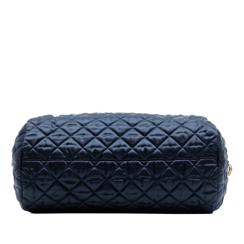 Chanel CC Quilted Nylon Crystal Barrel Crossbody Blue Very good condition - Inside View