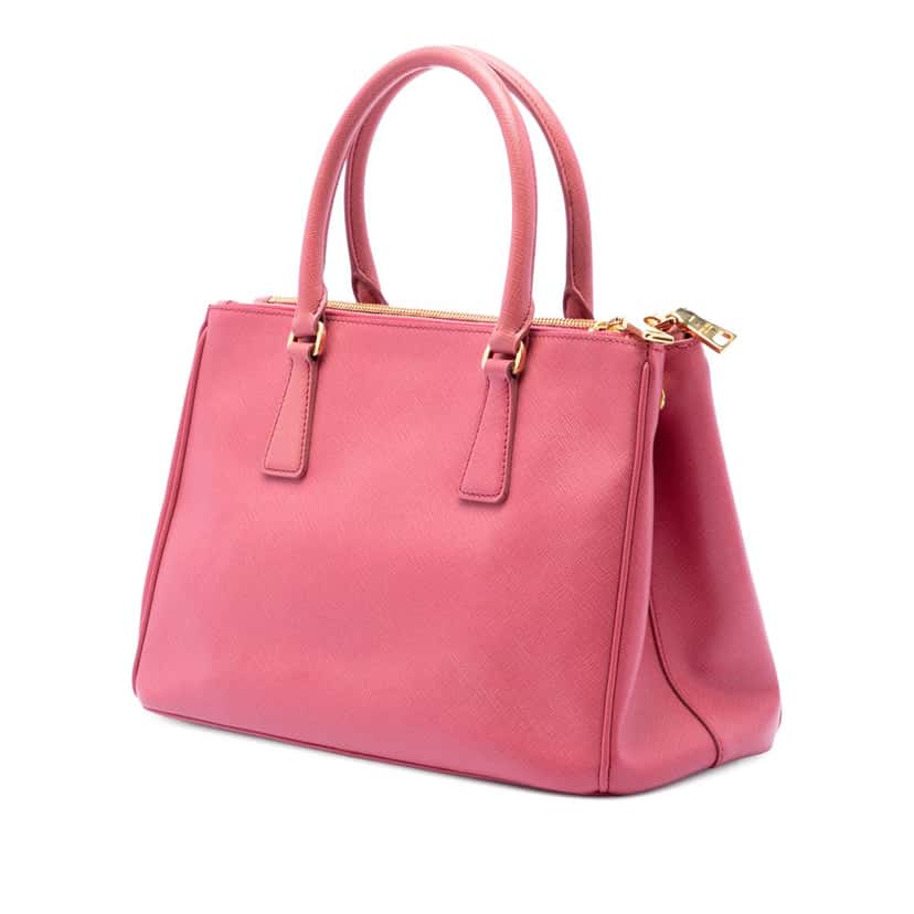 Prada Medium Saffiano Lux Galleria Double Zip Tote Pink Leather Very good condition - Back View