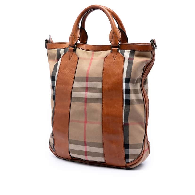 Burberry House Check Canvas Bonington Satchel Beige Very good condition - Back View
