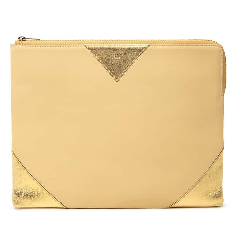 Celine Bicolor Lambskin Coeur Clutch Beige Leather Very good condition - Front View