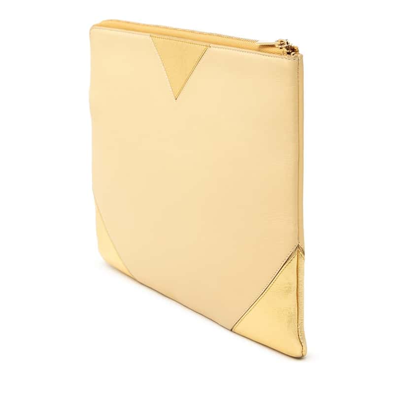 Celine Bicolor Lambskin Coeur Clutch Beige Leather Very good condition - Back View
