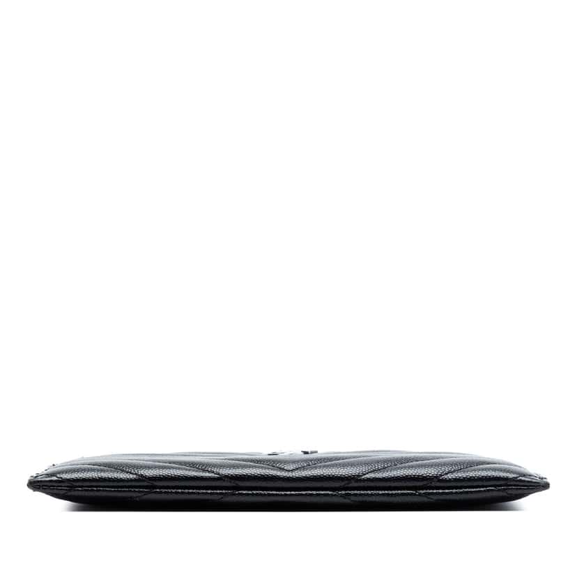 Saint Laurent Grain De Poudre Chevron Monogram Bill Pouch Black Leather Very good condition - Inside View