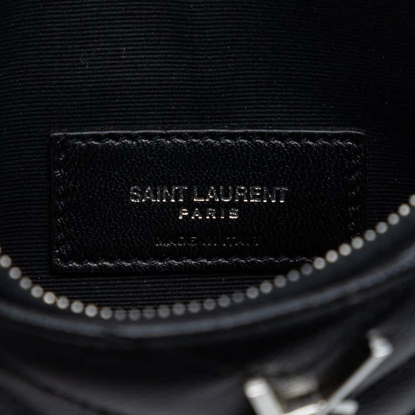 Saint Laurent Grain De Poudre Chevron Monogram Bill Pouch Black Leather Very good condition - Box View