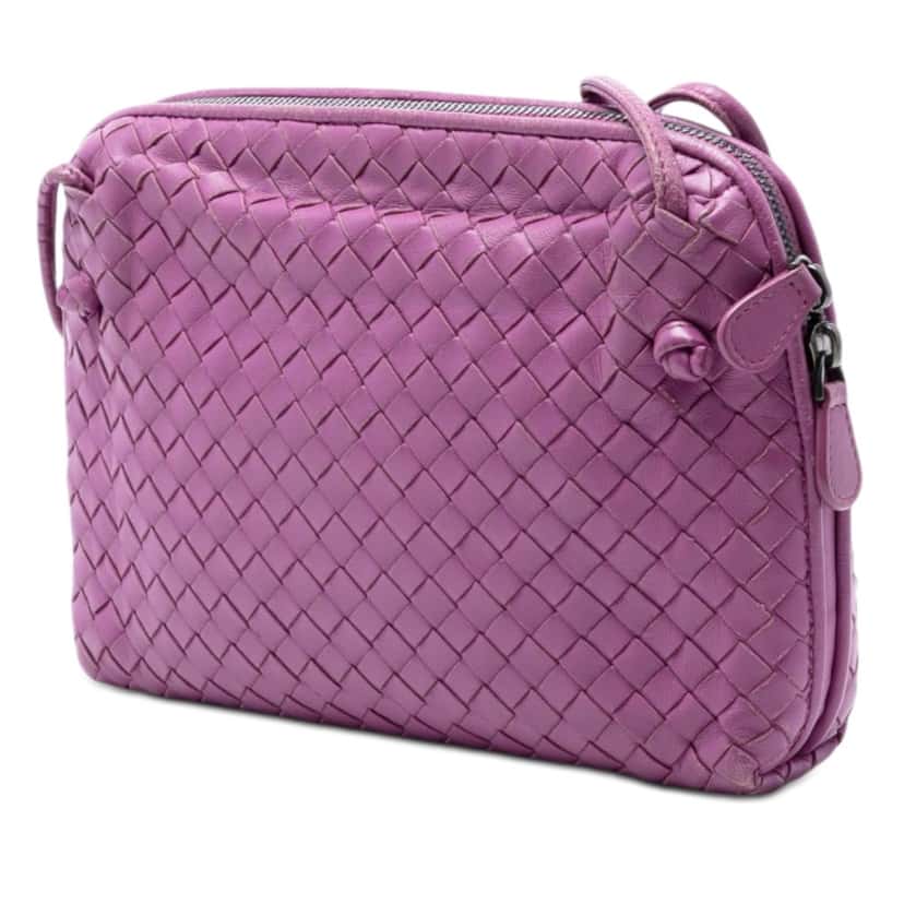 Bottega Veneta Nappa Intrecciato Nodini Crossbody Pink Leather Very good condition - Back View