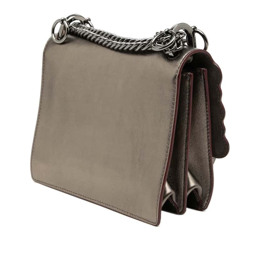 Fendi Mini Scalloped Metallic Studded Leather Kan I Crossbody Gold Leather Very good condition - Back View