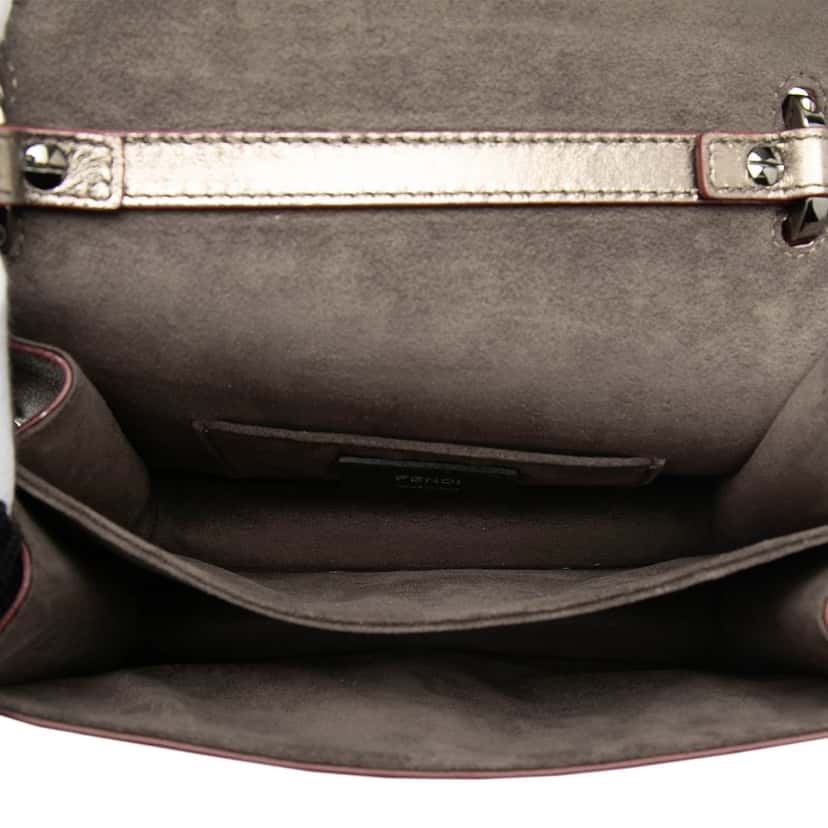 Fendi Mini Scalloped Metallic Studded Leather Kan I Crossbody Gold Leather Very good condition - Model View