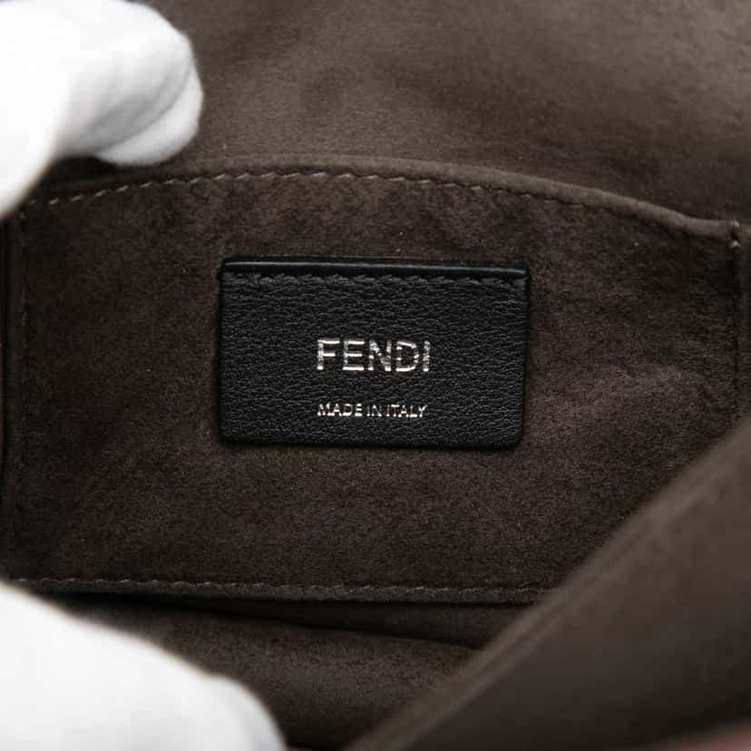 Fendi Mini Scalloped Metallic Studded Leather Kan I Crossbody Gold Leather Very good condition - Box View