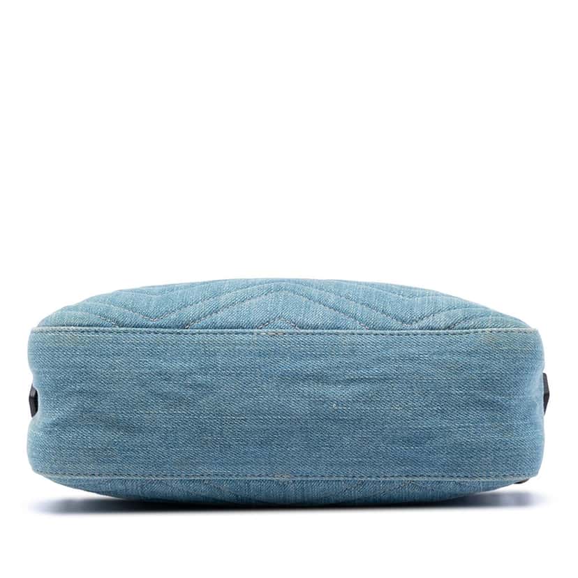 Gucci Small GG Marmont Matelasse Denim Pearly Crossbody Blue Very good condition - Inside View