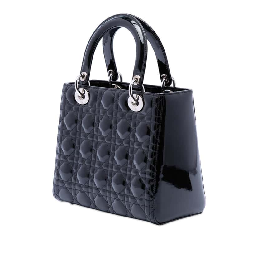 Dior Medium Patent Cannage Lady Dior Black Leather Very good condition - Back View