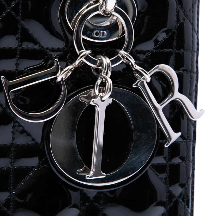 Dior Medium Patent Cannage Lady Dior Black Leather Very good condition - Box View