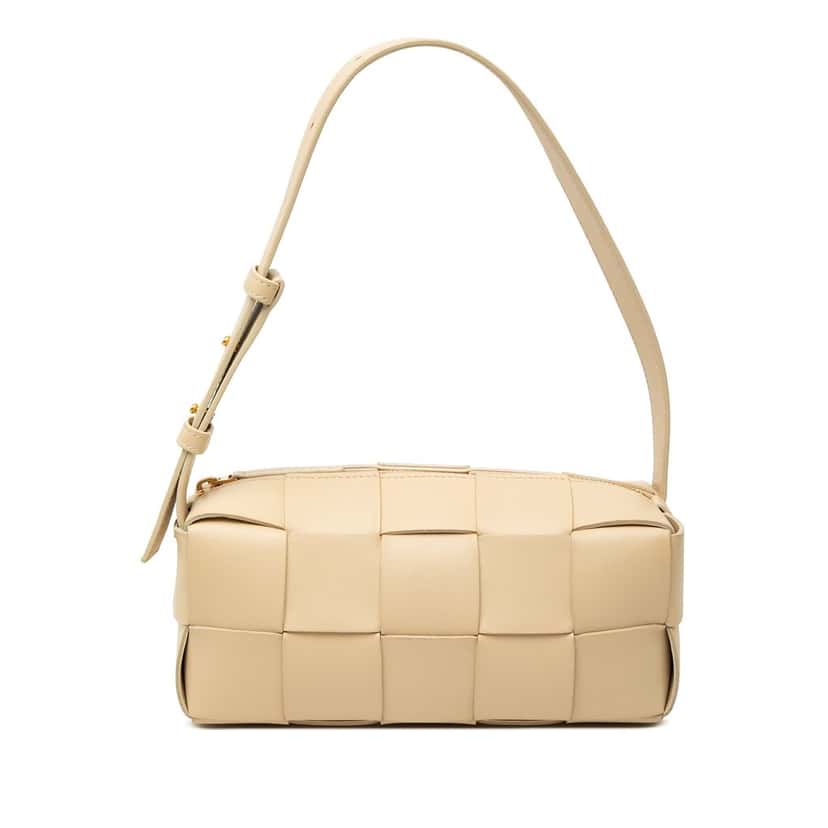 Bottega Veneta Small Nappa Intrecciato Brick Cassette Brown Leather Very good condition - Front View