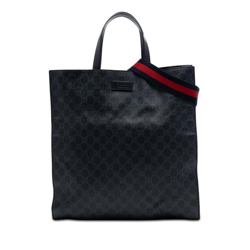 Gucci GG Supreme Convertible Soft Tote Black Very good condition - Front View