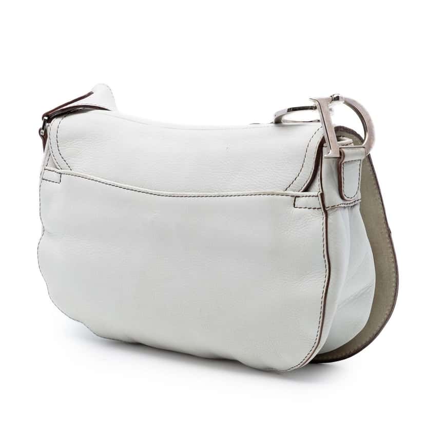 Dior Leather Double Saddle Crossbody White Leather Very good condition - Back View