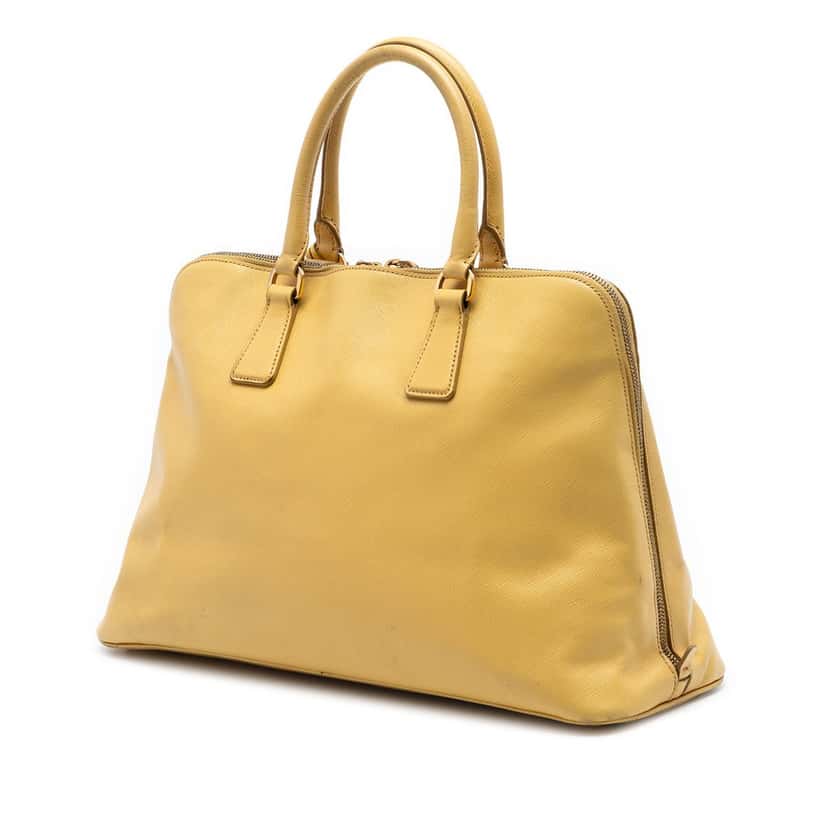 Prada Large Saffiano Lux Promenade Satchel Yellow Leather Very good condition - Back View